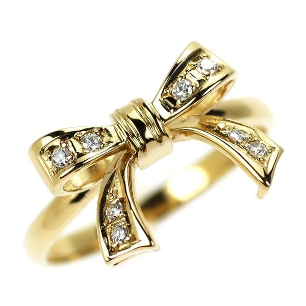 K18YG DIAMOND RING: K18YG diamond ring Brand: None Type: rings Material: K18YG Color: YG Size: 5.5 - 5.75 Accessories: None Accessories Notice: When purchasing pre-owned goods, please refer to the photos of the