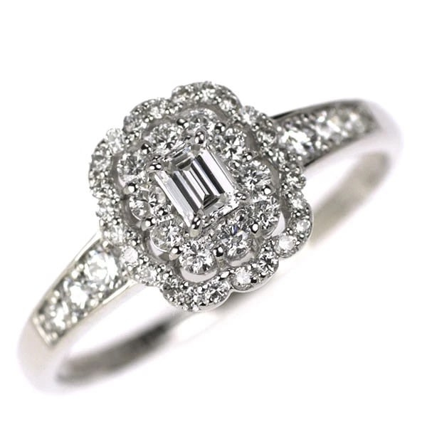 PT900 EMERALD CUT DIAMOND RING: Pt900 emerald cut diamond ring Brand: None Type: Ring Material: Metal Purity 900 Metal Platinum Main Stone/Creation Natural Color: Platinum Size: 7.5 US Accessories: None Accessories Notice: