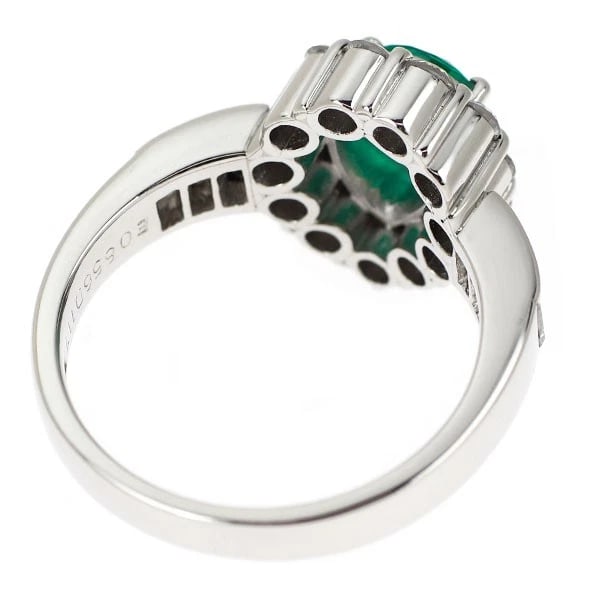 PT900 PEAR SHAPE EMERALD DIAMOND RING - 3