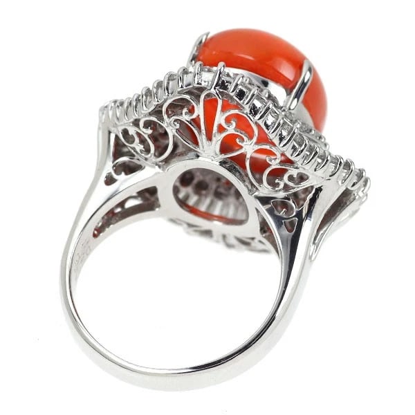 PT900 FIRE OPAL DIAMOND RING - 3