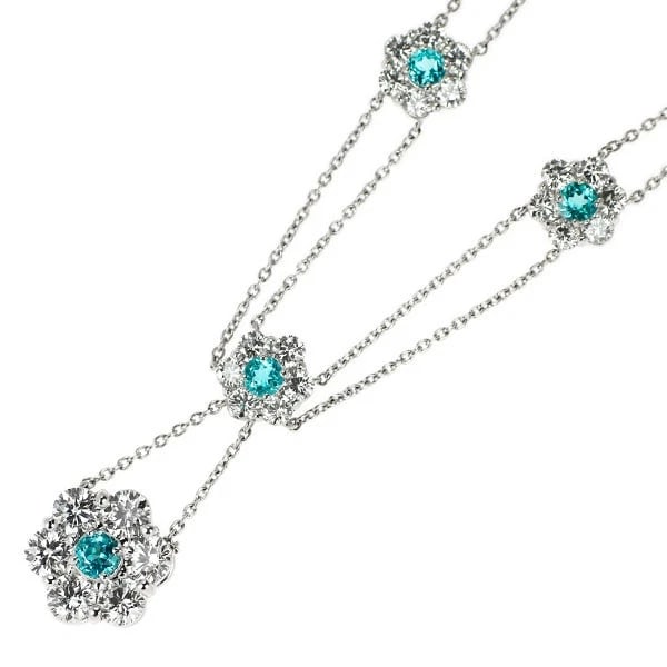 RARE PT900/ PT850 PARAIBA TOURMALINE DIAMOND PENDANT NECKLACE: Rare Pt900/ Pt850 Paraiba Tourmaline Diamond Pendant Necklace Brand: None Type: pendant necklace Material: Pt900/ Pt850 Color: PT Size: Necklace: Chain Length 42?46.5 Length/Width/Diameter28.0