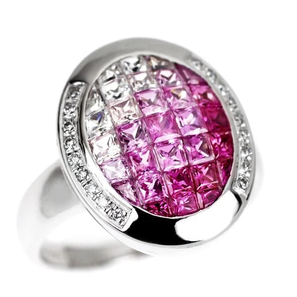 K18WG PINK SAPPHIRE DIAMOND RING: K18WG Pink Sapphire Diamond Ring Brand: None Type: rings Material: K18WG Color: WG Size: 6.25 - 6.5 Accessories: None Accessories Notice: When purchasing pre-owned goods, please refer to the