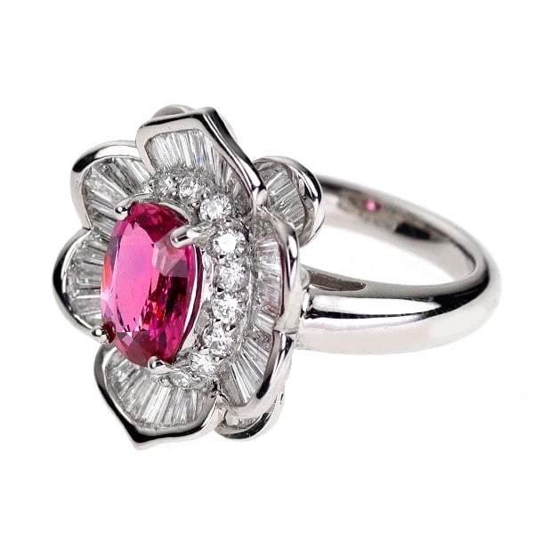 PT950 MOZAMBIQUE UNHEATED RUBY DIAMOND RING - 2