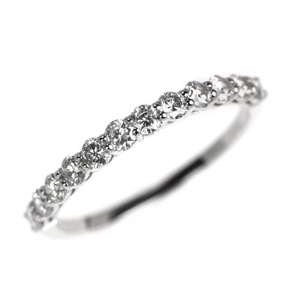 PT900 DIAMOND RING HALF ETERNITY: Pt900 diamond ring half eternity Brand: None Type: ring Material: Pt900 Color: Pt Size: 5.5 - 5.75 Accessories: None Accessories Notice: When purchasing pre-owned goods, please refer to th