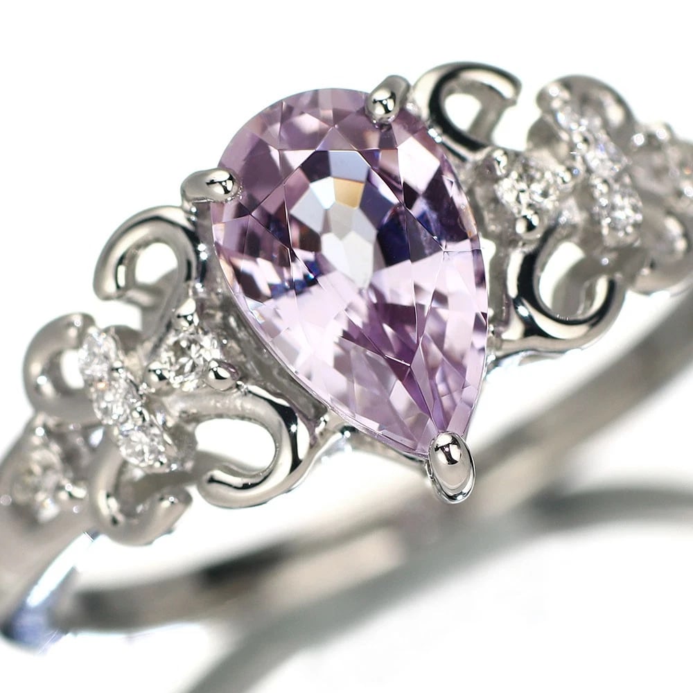 PT950 SRI LANKAN PURPLE TURPHEITE DIAMOND RING: Pt950 Sri Lankan Purple Turpheite Diamond Ring Brand: None Type: Ring Material: Metal Purity None Metal Pt950 Main Stone/Creation None Color: None Size: 6 US Accessories: None Accessories