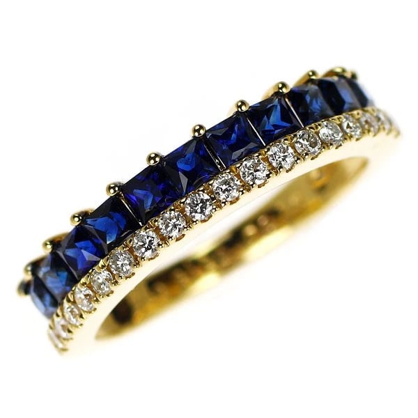 K18YG SAPPHIRE DIAMOND RING: K18YG Sapphire Diamond Ring Brand: None Type: rings Material: K18YG Color: YG Size: 4.75 - 5 Accessories: None Accessories Notice: When purchasing pre-owned goods, please refer to the photos