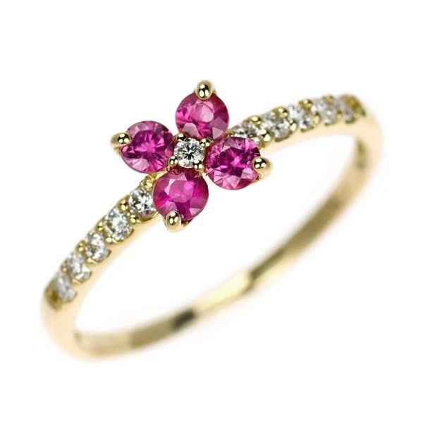 K18YG RUBY DIAMOND RING: K18YG Ruby Diamond Ring Brand: None Type: Ring Material: Metal Purity K18 Metal Gold Main Stone/Creation Ruby Color: Yellow Gold Size: 6.25 - 6.5 US Accessories: None Accessories Notice: W