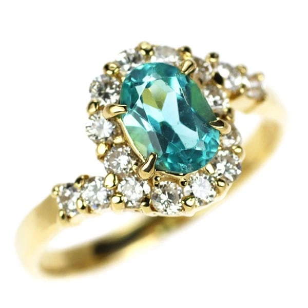 K18YG APATITE DIAMOND RING: K18YG Apatite Diamond Ring Brand: None Type: rings Material: K18YG Color: YG Size: 5.5 - 5.75 Accessories: None Accessories Notice: When purchasing pre-owned goods, please refer to the photos
