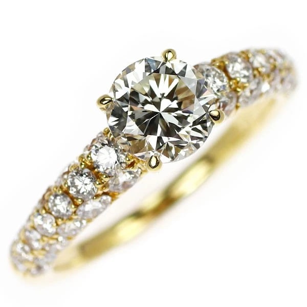 K18YG DIAMOND RING: K18YG Diamond Ring Brand: None Type: rings Material: K18YG Color: YG Size: 5.5 - 5.75 Accessories: None Accessories Notice: When purchasing pre-owned goods, please refer to the photos of t