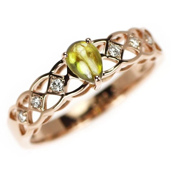 K18PG TREAT YELLOW DIAMOND RING: K18PG Treat Yellow Diamond Ring Brand: None Type: Ring Material: Metal Purity K18 Metal Gold Main Stone/Creation Natural Color: Pink Gold Size: 6 US Accessories: None Accessories Notice: When