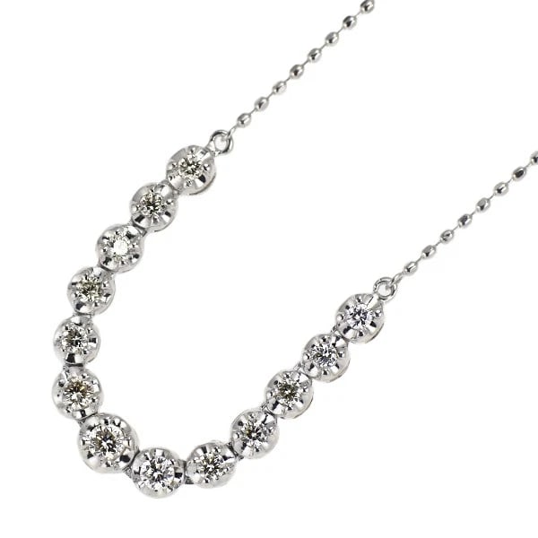 K18WG DIAMOND PENDANT NECKLACE: K18WG DIAMOND PENDANT NECKLACE Brand: None Type: pendant necklace Material: K18WG Color: WG Size: Necklace: Chain Length ?45.5 Length/Width/Diameter3.2 Width/Thickness39.5 Accessories: None