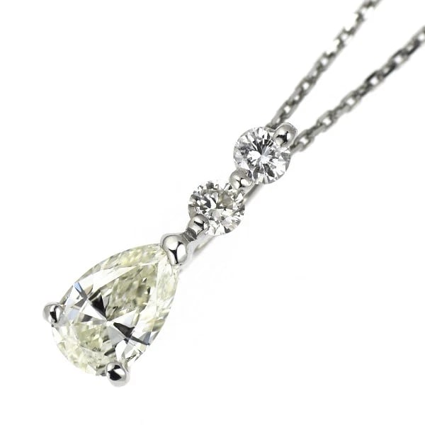 PT900/ PT850 PEAR SHAPE DIAMOND PENDANT NECKLACE: Pt900/ Pt850 Pear Shape Diamond Pendant Necklace Brand: None Type: Pendant Necklace Material: Metal Purity 850 Metal Platinum Main Stone/Creation Natural Color: none Size: Necklace: Chain