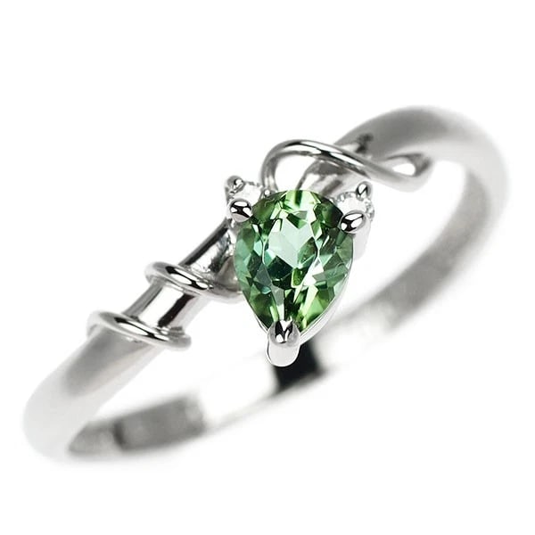 PT900 GREEN TOURMALINE DIAMOND RING: Pt900 green tourmaline diamond ring Brand: None Type: Ring Material: Metal Purity 900 Metal Platinum Main Stone/Creation tourmaline Color: Platinum Size: 5.5 - 5.75 US Accessories: None
