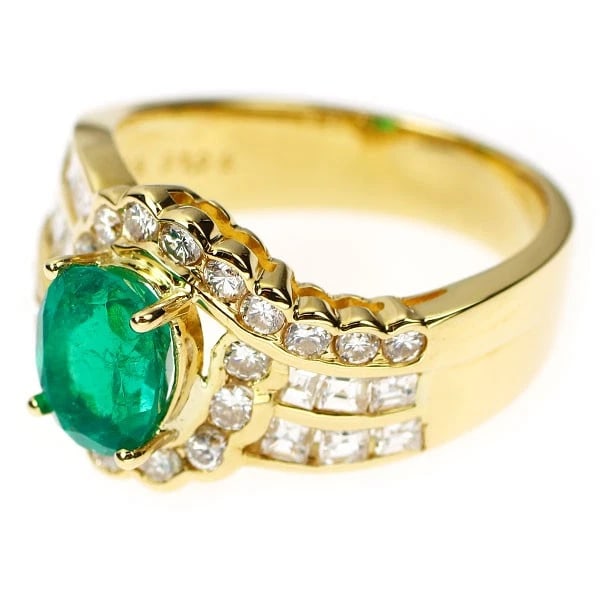 K18YG EMERALD DIAMOND RING - 2
