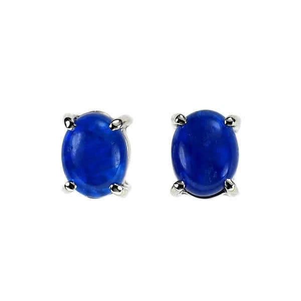RARE PT900 OVAL CABOCHON HAUYNITE EARRINGS: Rare Pt900 Oval Cabochon Hauynite Earrings Brand: None Type: piercing Material: Metal Purity 900 Metal Platinum Main Stone/Creation Hauynite Color: None Size: Length/Width/Diameter5.6 