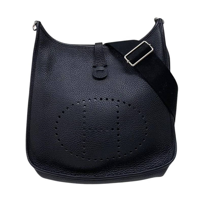 HERMES EVELYN 3 PM SHOULDER BAG: HERMES Evelyn 3 PM Shoulder Bag Brand: HERMES Type: Shoulder Bag Material: Taurillon Clemence Color: Black SilverHardware Size: W11.4 x H12.6x D3.0inch Shoulder:35.4inch Accessories: None