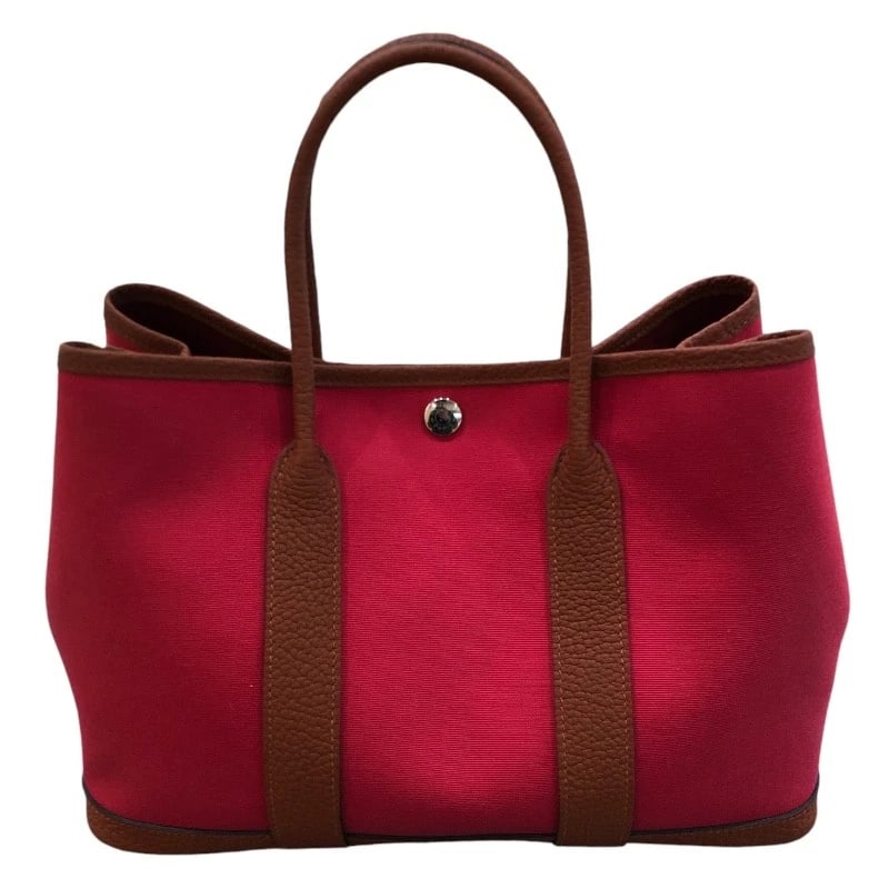 HERMES GARDEN PARTY TPM TOTE BAG: HERMES Garden party TPM Tote Bag Brand: HERMES Type: Tote Bag Material: Negonda Toile Color: Rose Extreme Rouge Venetian Cuivre Size: W11.8 x H8.3x D5.5inch Accessories: None Accessories