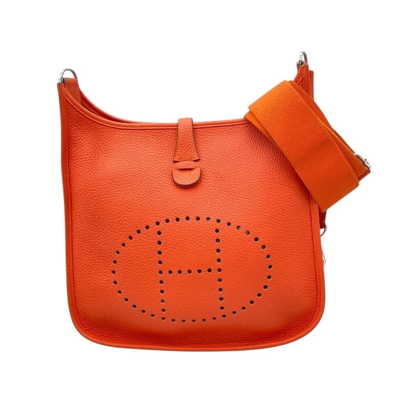HERMES EVELYN 3PM SHOULDER BAG: HERMES Evelyn 3PM Shoulder Bag Brand: HERMES Type: Shoulder Bag Material: Taurillon Clemence Color: Orange Poppy SVHardware Size: W11.4 x H12.2x D2.4inch Shoulder:35.4inch Accessories: None