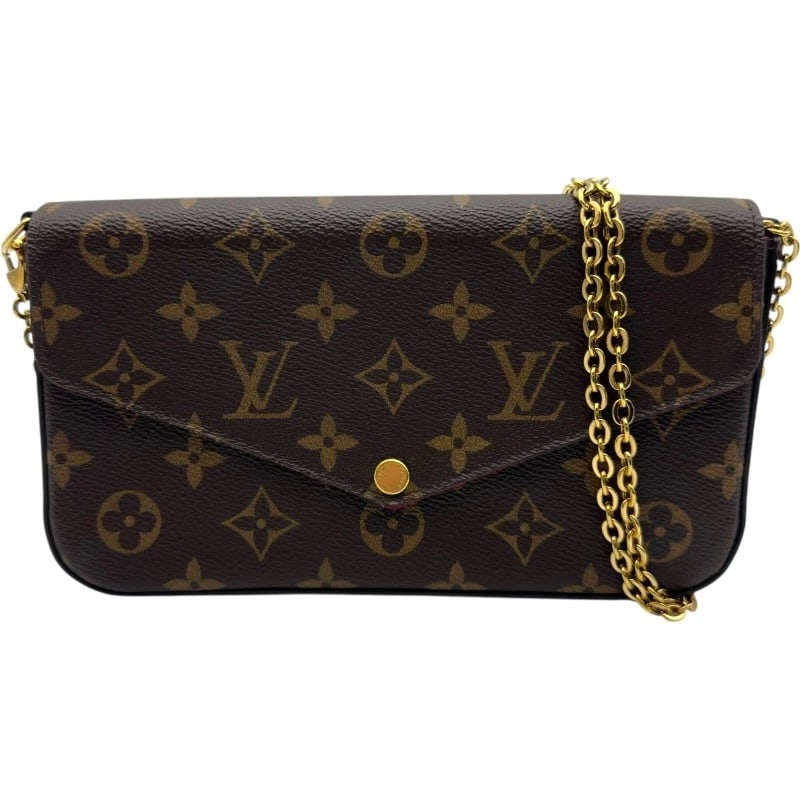 LOUIS VUITTON POCHETTE FELICE SHOULDER BAG: LOUIS VUITTON Pochette Felice Shoulder Bag Brand: LOUIS VUITTON Type: Shoulder Bag Material: Monogram Color: Brown Size: W8.3 x H4.7x D1.2inch Shoulder:43.3inch Accessories: None Accessories