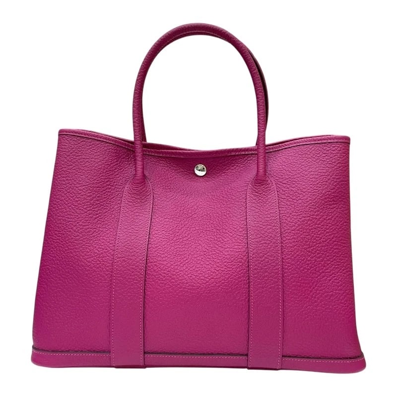 HERMES GARDEN PARTY PM HANDBAG: HERMES Garden party PM Handbag Brand: HERMES Type: Handbag Material: Negonda Color: Rose Purple SVHardware Size: W14.2 x H10.2x D6.7inch Accessories: None Accessories Notice: When purchasing
