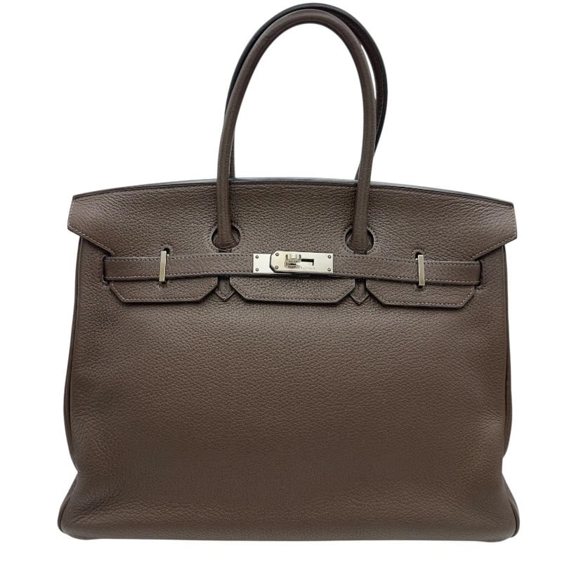 HERMES BIRKIN 35 HANDBAG: HERMES Birkin 35 Handbag Brand: HERMES Type: Handbag Material: Taurillon Clemence Color: Chocolate SilverHardware Size: W13.8 x H9.4x D7.1inch Accessories: None Accessories Notice: When