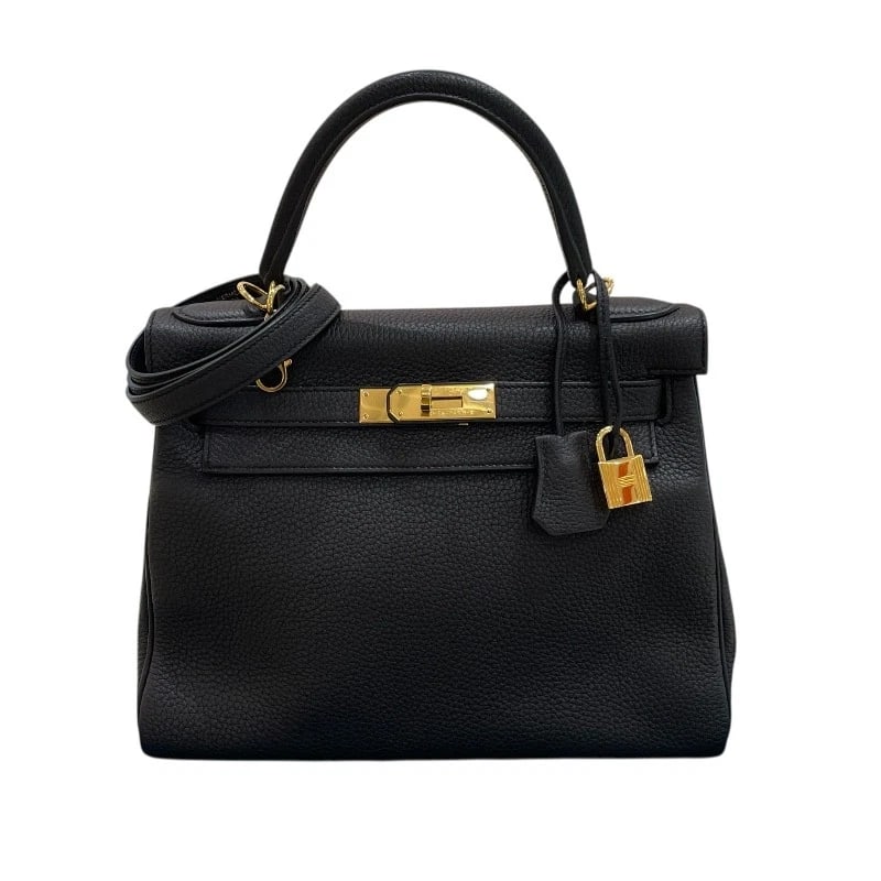 HERMES KELLY 28 INTERNAL SEWING HANDBAG: HERMES Kelly 28 internal sewing Handbag Brand: HERMES Type: Handbag Material: Taurillon Clemence Color: GDHardware Size: W11.0 x H7.9x D4.7inch Shoulder:31.9inch Accessories: None Accessories