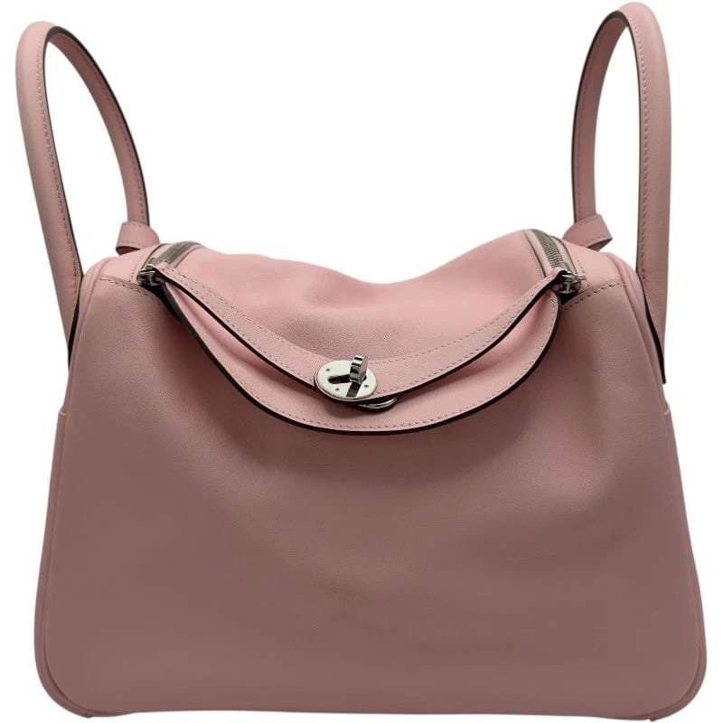 HERMES LINDY 30 HANDBAG: HERMES Lindy 30 Handbag Brand: HERMES Type: Handbag Material: Swift Color: Rose Sakura SilverHardware Size: W11.6 x H7.5x D5.9inch Accessories: None Accessories Notice: When purchasing