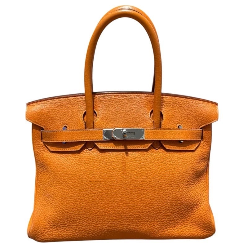 HERMES BIRKIN 30 HANDBAG: HERMES Birkin 30 Handbag Brand: HERMES Type: Handbag Material: Taurillon Clemence Color: Orange SVHardware Size: W11.8 x H7.9x D5.9inch Accessories: None Accessories Notice: When purchasing