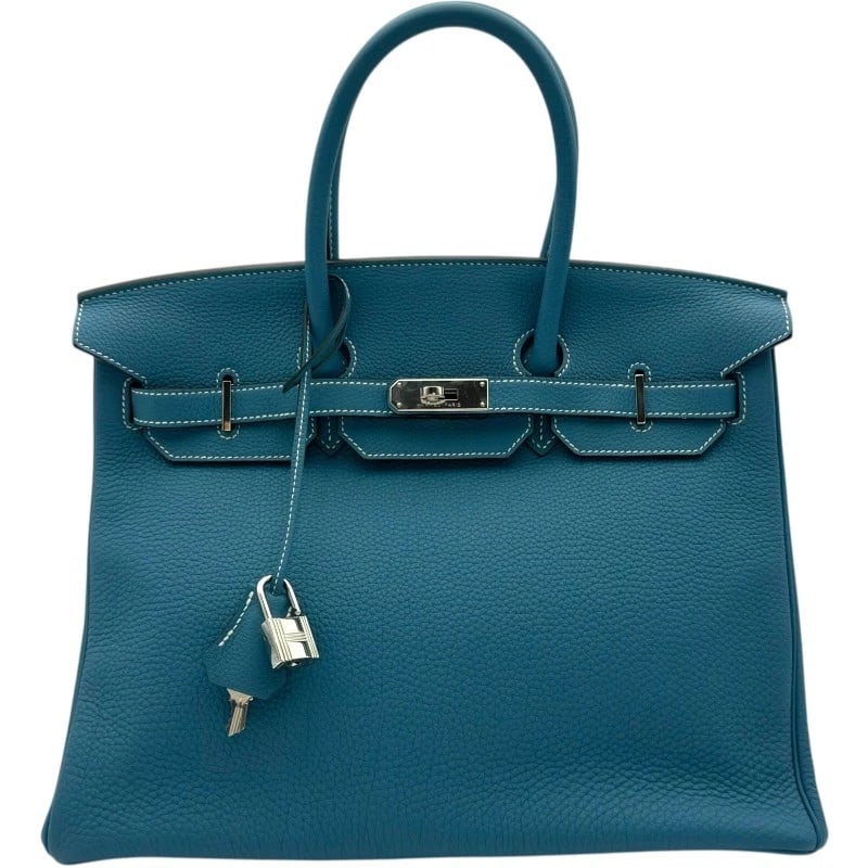 HERMES BIRKIN 35 HANDBAG: HERMES Birkin 35 Handbag Brand: HERMES Type: Handbag Material: Togo Color: Blue Gene SilverHardware Size: W13.8 x H11.0x D7.1inch Accessories: None Accessories Notice: When purchasing