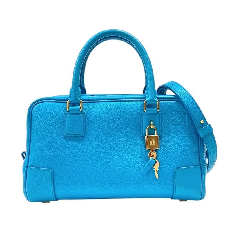 LOEWE AMAZONAS 23 HANDBAG: LOEWE Amazonas 23 Handbag Brand: LOEWE Type: Handbag Material: Pebble calf Color: Blue Gold Hardware Size: W9.4 x H5.5x D3.5inch Shoulder:33.5inch Accessories: None Accessories Notice: When