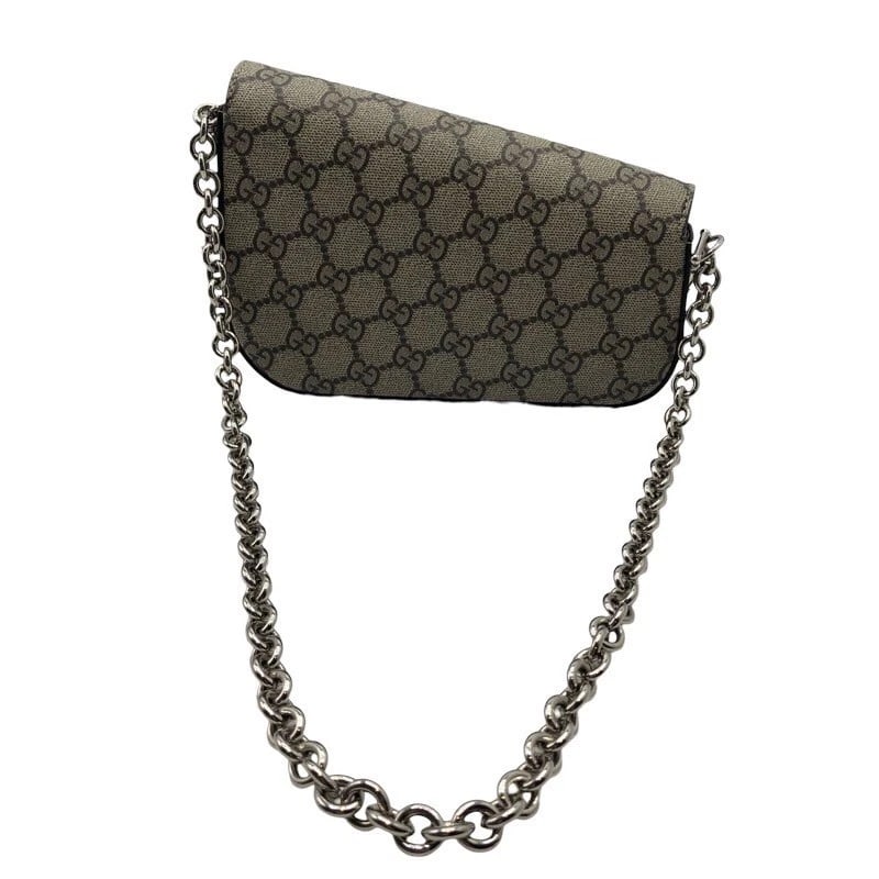 GUCCI HORSEBIT MINI BAG SHOULDER BAG: GUCCI Horsebit mini bag Shoulder Bag Brand: GUCCI Type: Shoulder Bag Material: GG Supreme Color: Beige xSilverHardware Size: Shoulder:26.8inch Accessories: None Accessories Notice: When