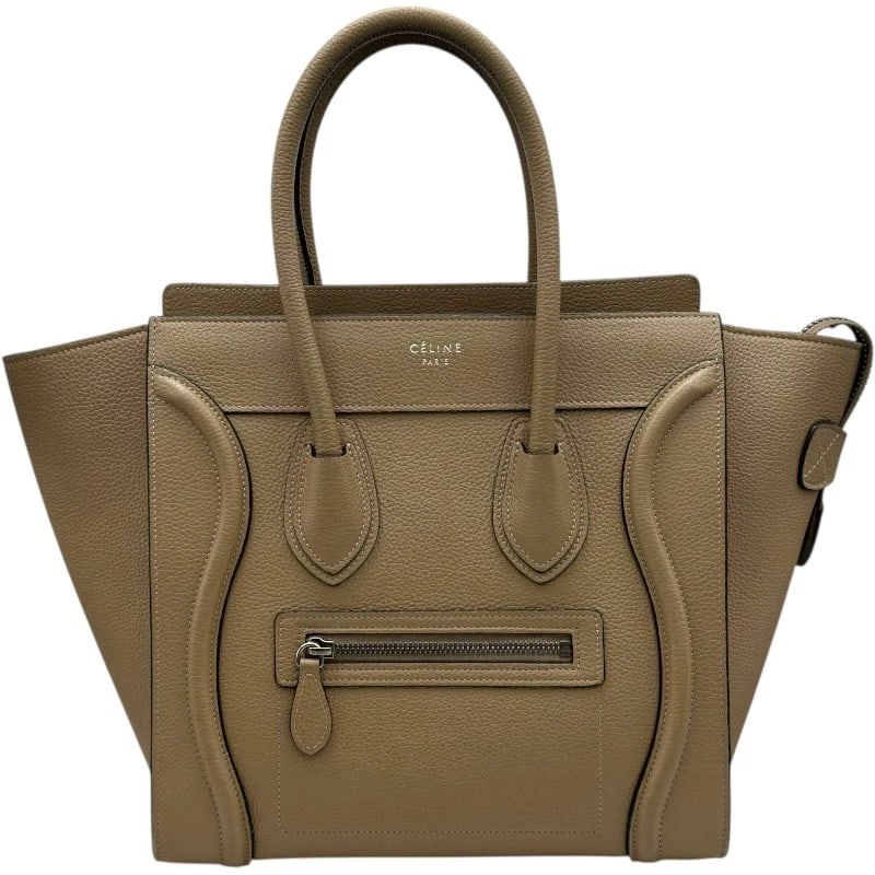 CELINE LUGGAGE MICRO HANDBAG: CELINE Luggage micro Handbag Brand: CELINE Type: Handbag Material: Calfskin Color: Dune Size: W10.2 x H10.2x D4.3inch Accessories: None Accessories Notice: When purchasing pre-owned goods,