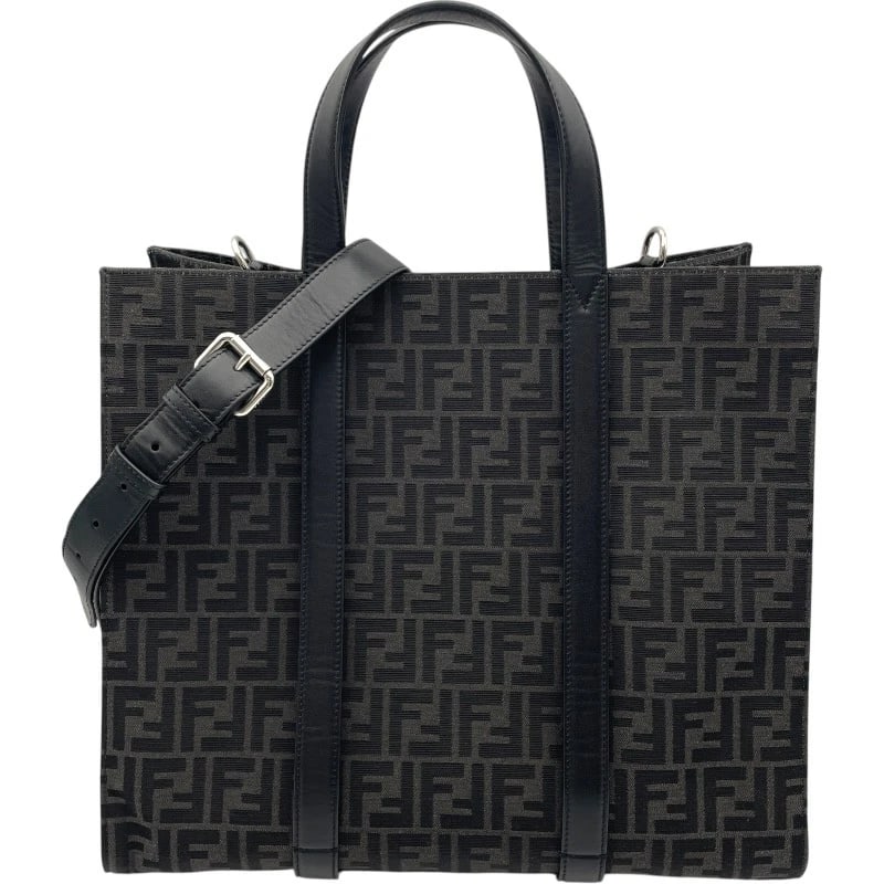 FENDI FF LOGO 2-WAY SHOPPING BAG TOTE BAG: FENDI FF logo 2-way shopping bag Tote Bag Brand: FENDI Type: Tote Bag Material: Campus / Leather Color: black Size: W15.7 x H13.8x D6.3inch Shoulder:33.1inch Accessories: None Accessories