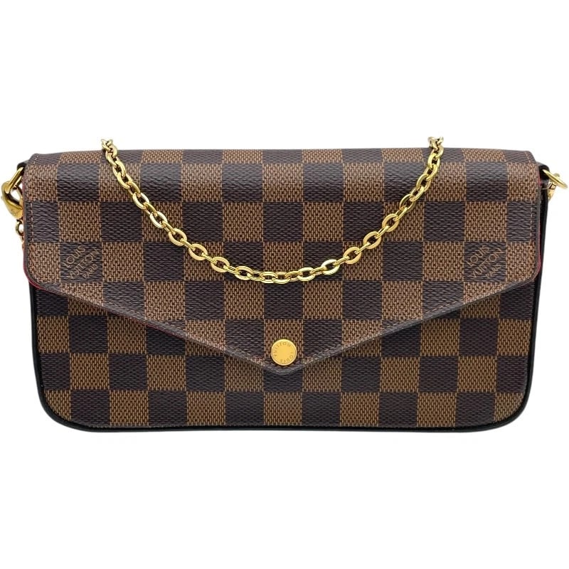 LOUIS VUITTON POCHETTE FELICITY SHOULDER BAG: LOUIS VUITTON Pochette Felicity Shoulder Bag Brand: LOUIS VUITTON Type: Shoulder Bag Material: Damier canvas Color: Brown Size: W8.3 x H4.7x D1.2inch Accessories: None Accessories Notice:
