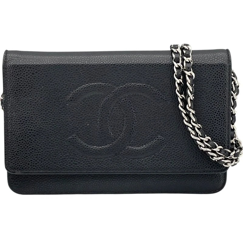 CHANEL COCO MARK CHAIN WALLET WALLET CHAIN: CHANEL COCO Mark Chain Wallet Wallet Chain Brand: CHANEL Type: Wallet Chain Material: caviar Color: Black SVHardware Size: W7.5 x H4.9x D1.2inch Accessories: None Accessories Notice: When