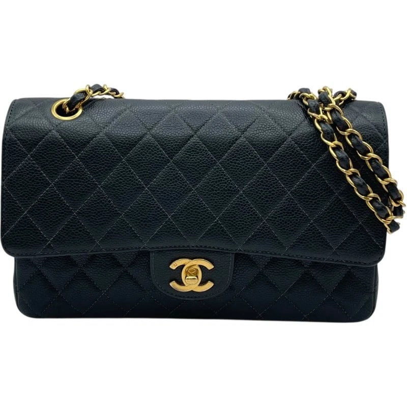 CHANEL MATRASSE 25 SHOULDER BAG: CHANEL Matrasse 25 Shoulder Bag Brand: CHANEL Type: Shoulder Bag Material: caviar Color: Black Gold Hardware Size: W9.8 x H6.3x D2.4inch Shoulder:20.5inch Accessories: None Accessories