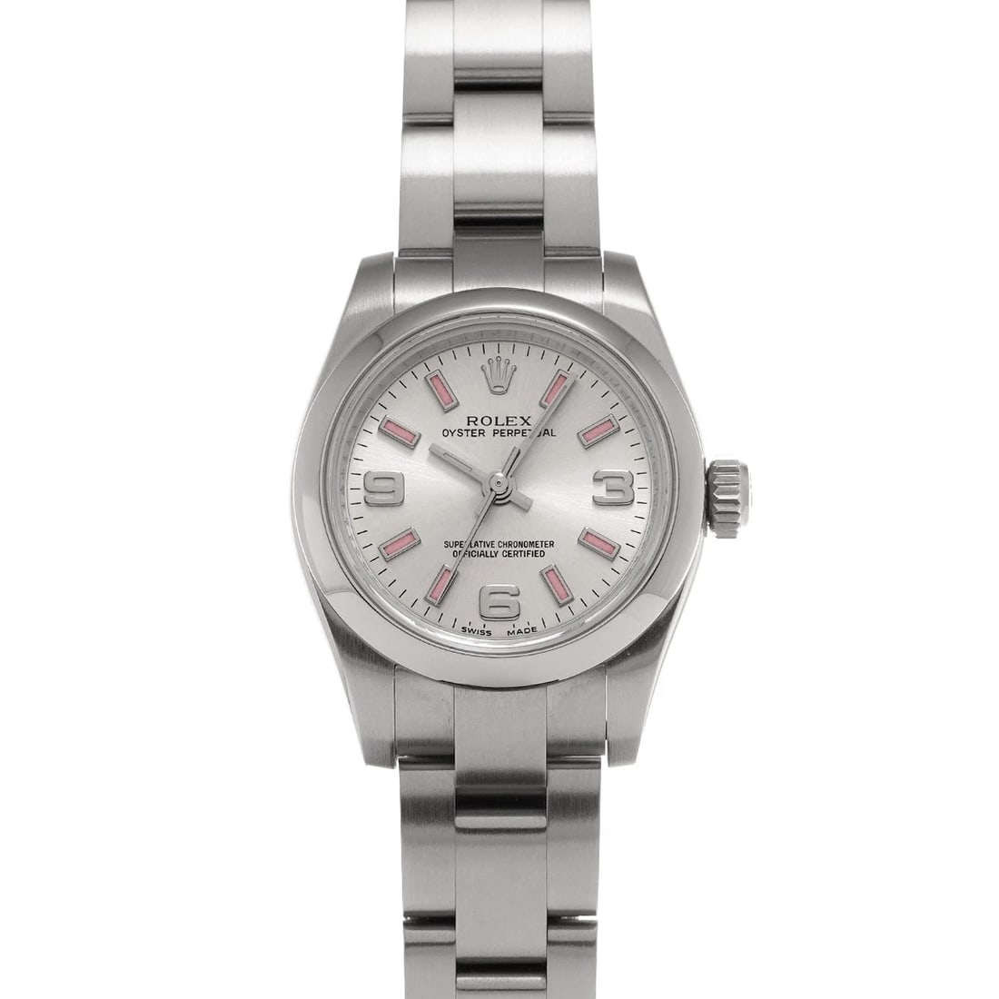 ROLEX OYSTER PERPETUAL SILVER WATCH: ROLEX Oyster Perpetual Silver Watch Brand: ROLEX Type: Wristwatch Material: Band Material Stainless steel, Case Material Stainless steel Color: Dial Color Silver Size: ??Case? H/about 26mm