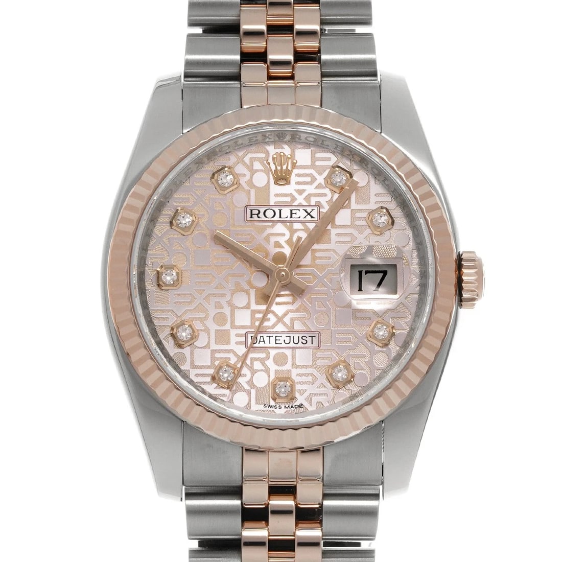 ROLEX DATEJUST PINK COMPUTER DIAMOND WATCH: ROLEX Datejust pink computer diamond Watch Brand: ROLEX Type: Wristwatch Material: Band Material Stainless steel/Everrose gold, Case Material Stainless steel Color: Dial Color pink