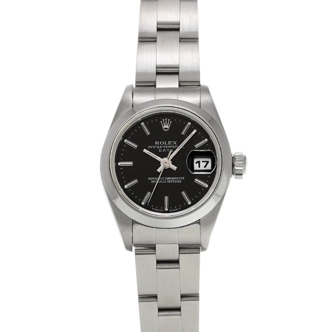 ROLEX OYSTER PERPETUAL BLACK WATCH: ROLEX Oyster Perpetual black Watch Brand: ROLEX Type: Wristwatch Material: Band Material Stainless steel, Case Material Stainless steel Color: Dial Color black Size: ??Case? H/about 26mm