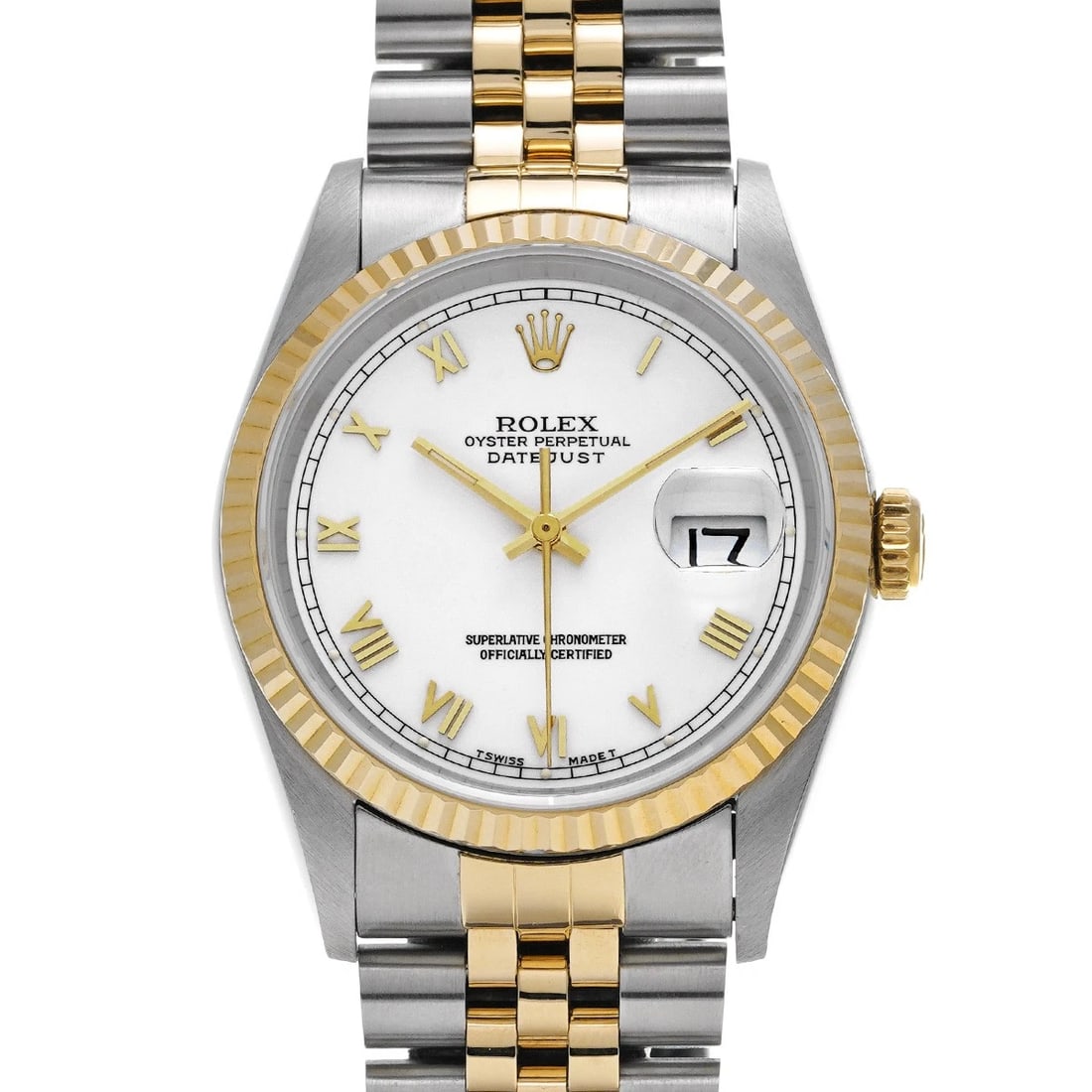 ROLEX DATEJUST WHITE WATCH: ROLEX Datejust white Watch Brand: ROLEX Type: Wristwatch Material: Band Material Stainless steel/Yellow Gold, Case Material Stainless steel Color: Dial Color white Size: ??Case? H/about 36mm W/abo