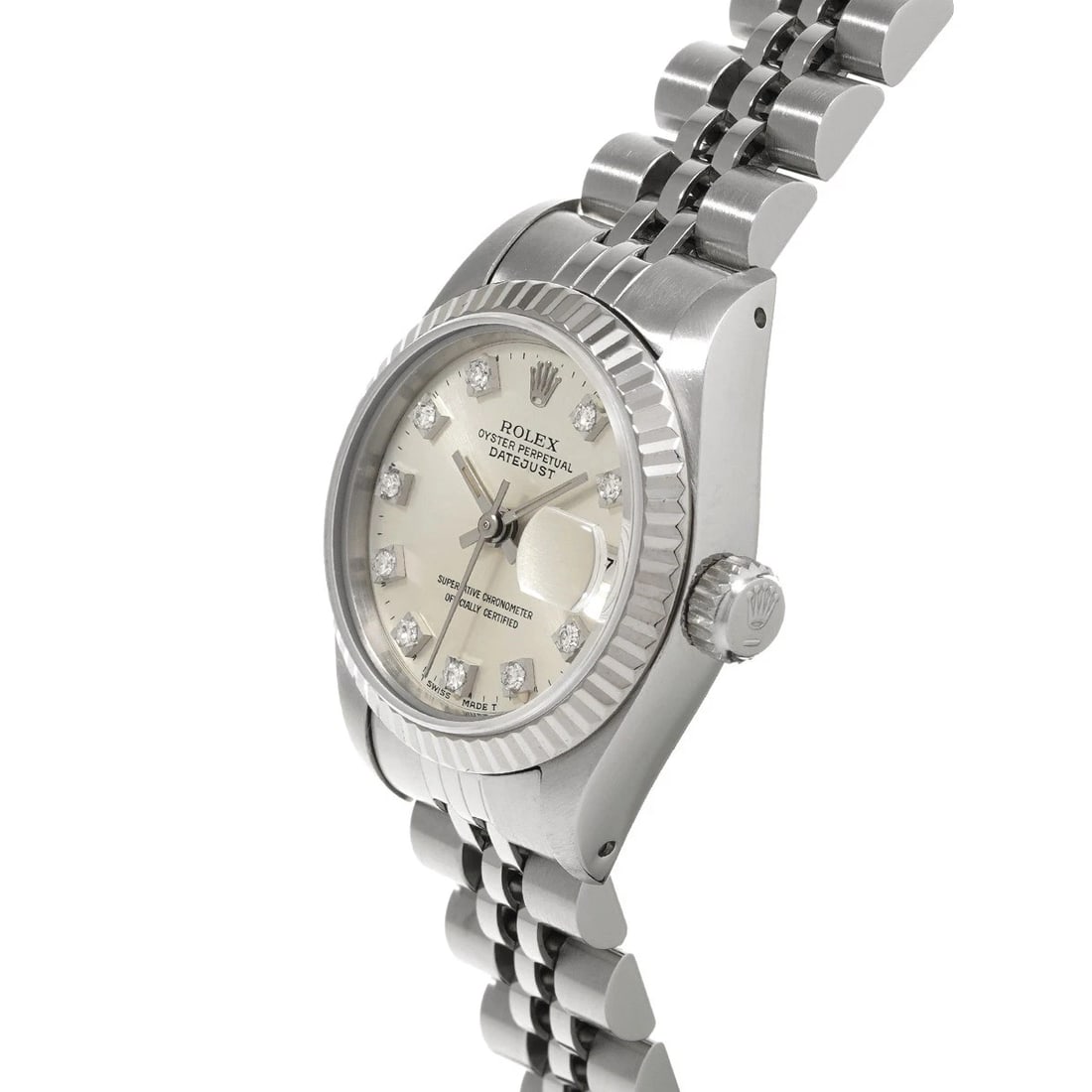 ROLEX DATEJUST SILVER DIAMOND WATCH - 2