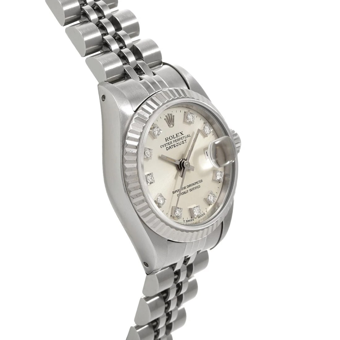 ROLEX DATEJUST SILVER DIAMOND WATCH - 3