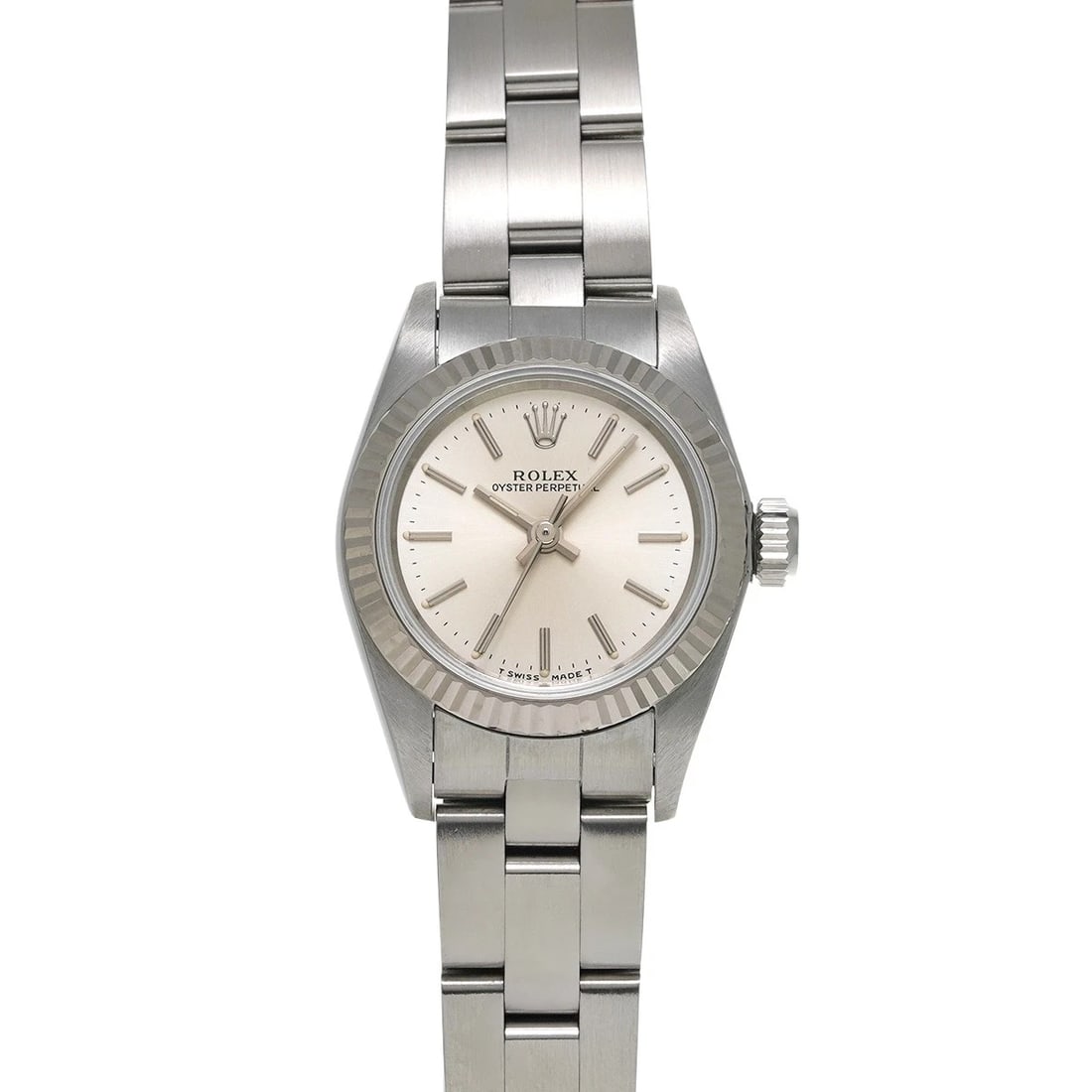 ROLEX OYSTER PERPETUAL SILVER WATCH: ROLEX Oyster Perpetual Silver Watch Brand: ROLEX Type: Wristwatch Material: Band Material Stainless steel, Case Material Stainless steel Color: Dial Color Silver Size: ??Case? H/about 24mm