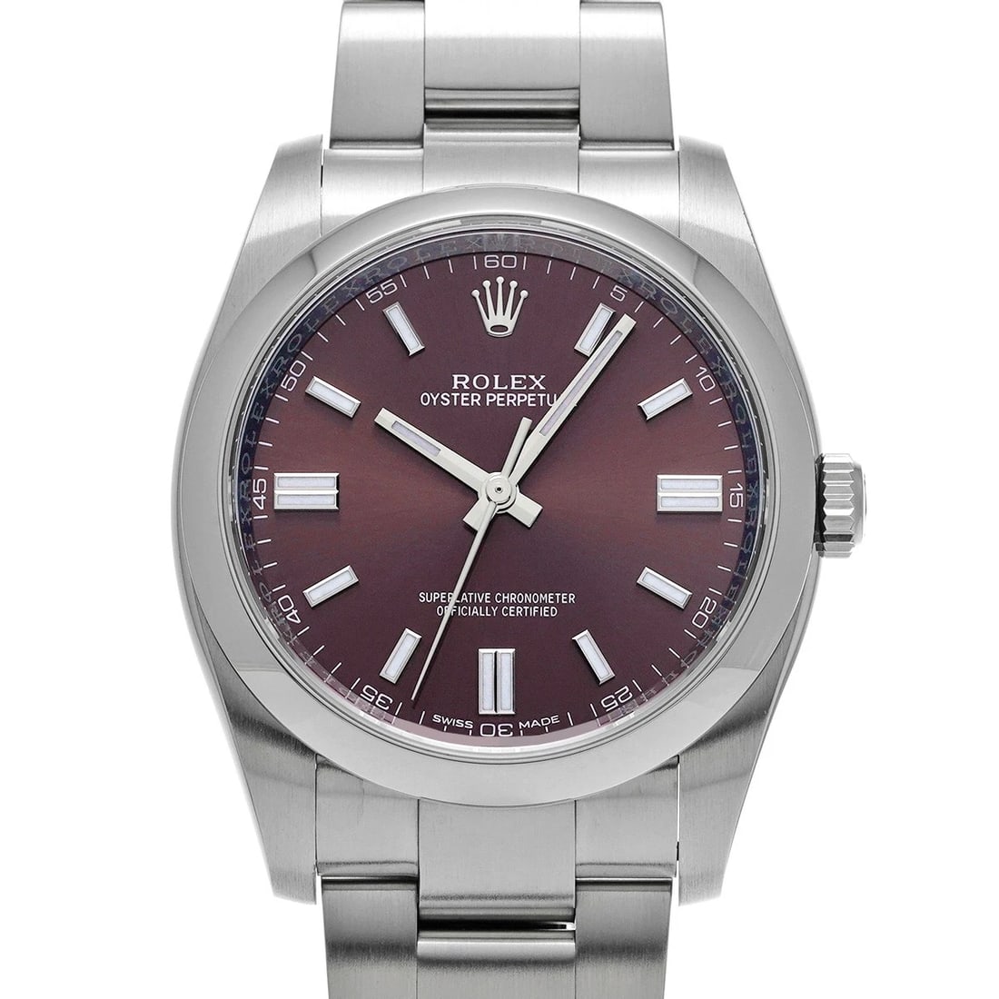 ROLEX OYSTER PERPETUAL RED GRAPE WATCH: ROLEX Oyster Perpetual Red grape Watch Brand: ROLEX Type: Wristwatch Material: Band Material Stainless steel, Case Material Stainless steel Color: Dial Color Red grape Size: ??Case? H/about