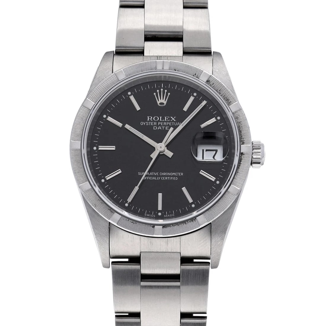 ROLEX OYSTER PERPETUAL BLACK WATCH: ROLEX Oyster Perpetual black Watch Brand: ROLEX Type: Wristwatch Material: Band Material Stainless steel, Case Material Stainless steel Color: Dial Color black Size: ??Case? H/about 34mm