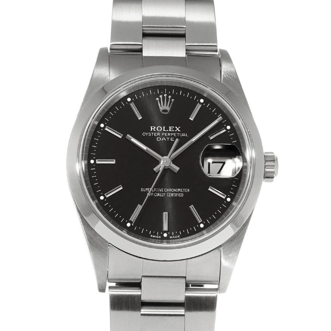 ROLEX OYSTER PERPETUAL BLACK WATCH: ROLEX Oyster Perpetual black Watch Brand: ROLEX Type: Wristwatch Material: Band Material Stainless steel, Case Material Stainless steel Color: Dial Color black Size: ??Case? H/about 34mm