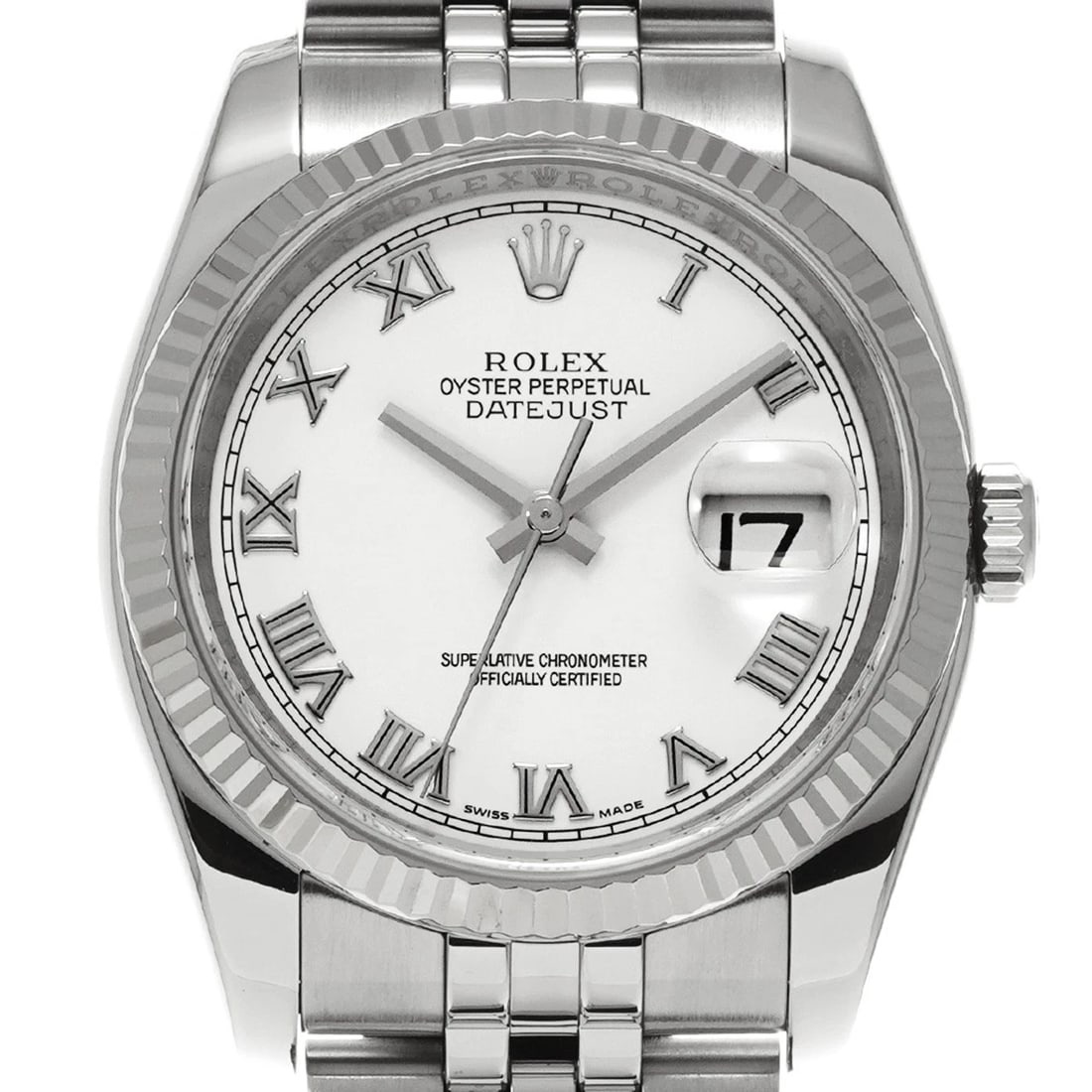 ROLEX DATEJUST WHITE WATCH - 4