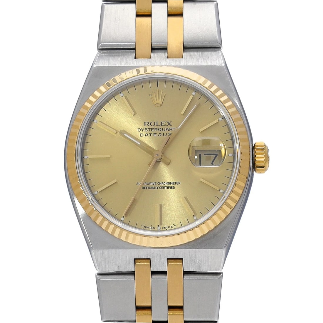 ROLEX OYSTER DATEJUST CHAMPAGNE WATCH: ROLEX Oyster Datejust Champagne Watch Brand: ROLEX Type: Wristwatch Material: Band Material Stainless steel/Yellow Gold, Case Material Stainless steel Color: Dial Color Champagne Size: ??Case?