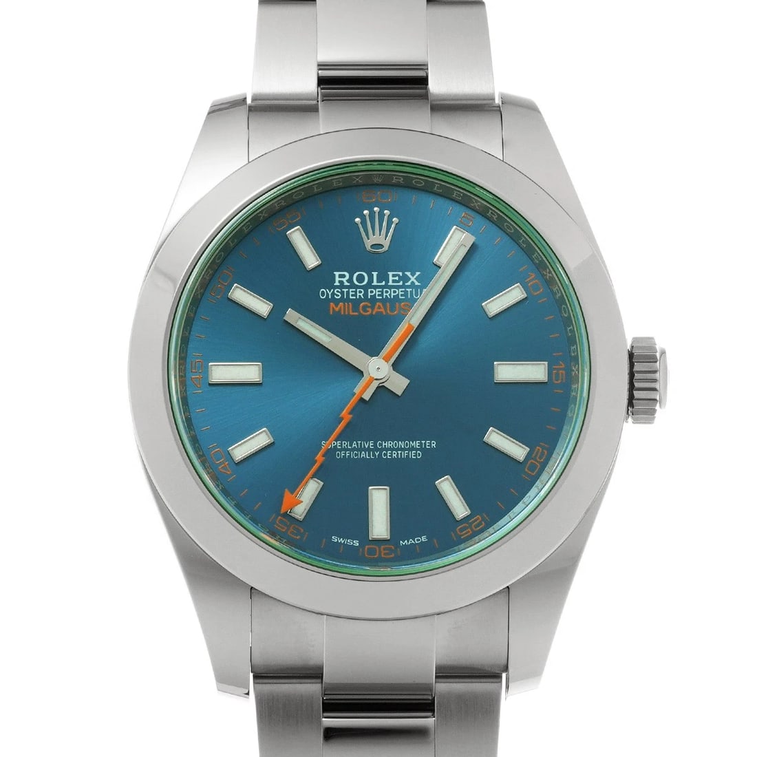 ROLEX MILGAUSS Z BLUE WATCH: ROLEX Milgauss Z Blue Watch Brand: ROLEX Type: Wristwatch Material: Band Material Stainless steel, Case Material Stainless steel Color: Dial Color Z Blue Size: ??Case? H/about 40mm W/about