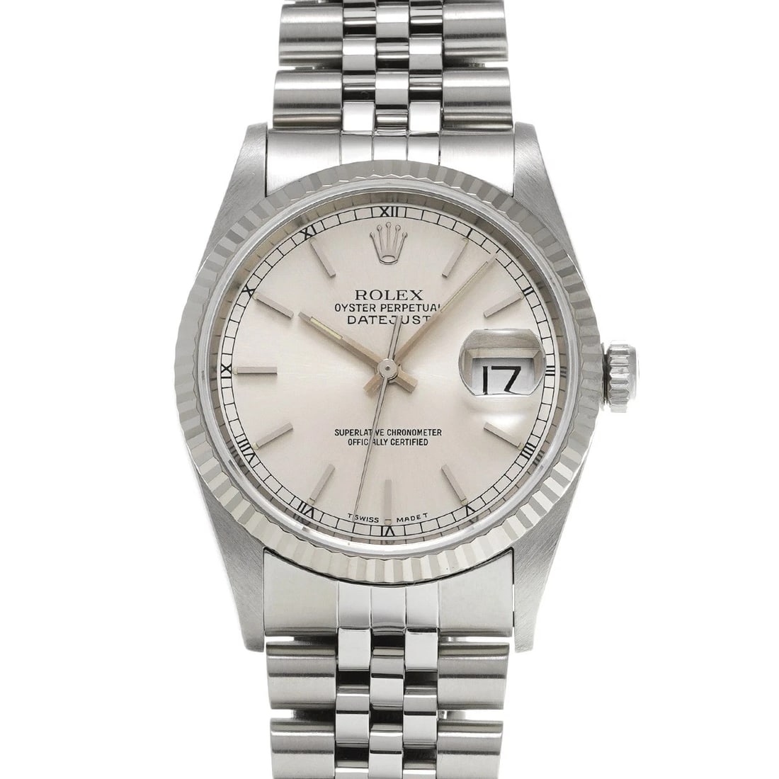ROLEX DATEJUST SILVER WATCH: ROLEX Datejust Silver Watch Brand: ROLEX Type: Wristwatch Material: Band Material Stainless steel, Case Material Stainless steel Color: Dial Color Silver Size: ??Case? H/about 36mm W/about 36mm D/